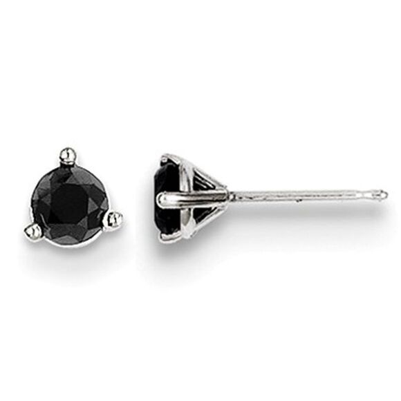 2/5 Carat (ctw) Black Diamond Solitaire Stud Earrings in 14K White Gold